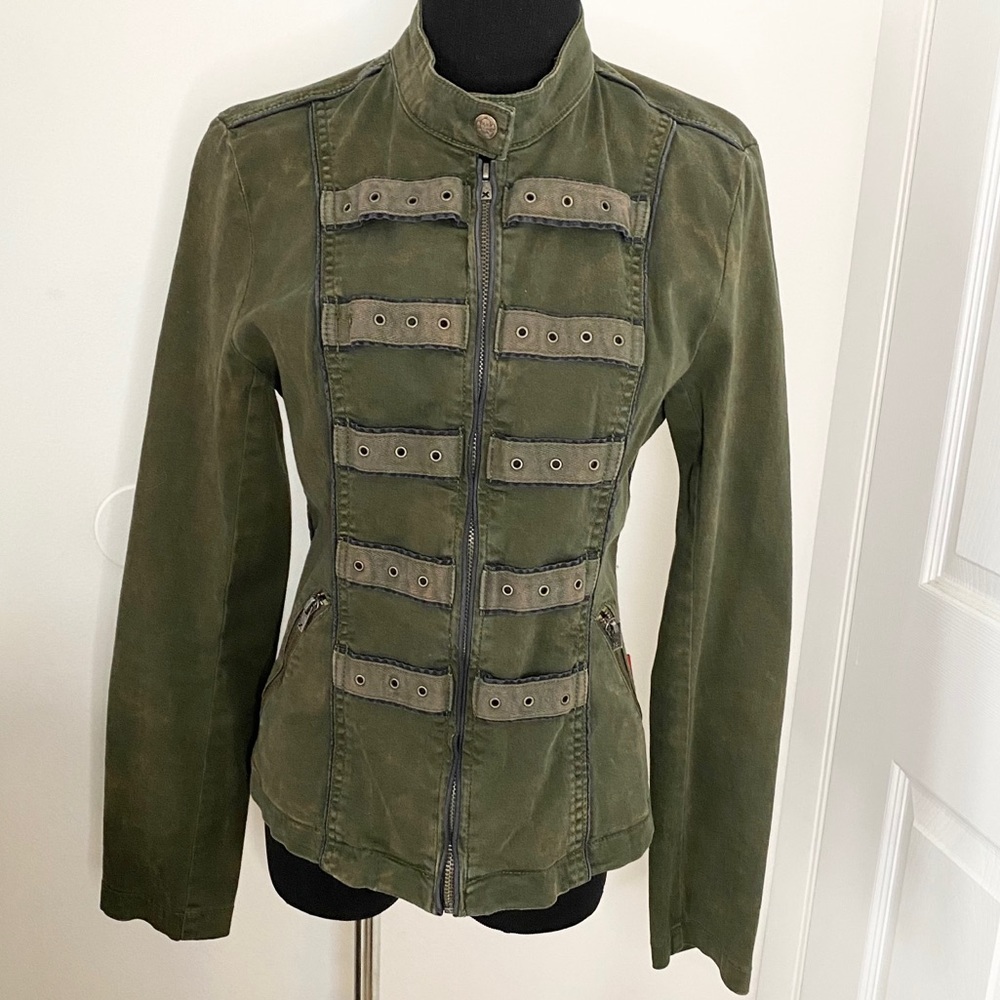 Tripp olive green military steampunk zip up jacket
